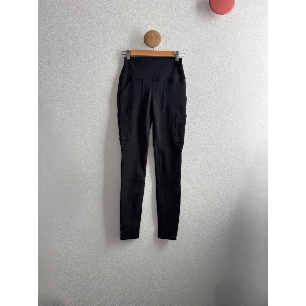 Alo Yoga High Waist Cargo Leggings Black Pockets Size Small